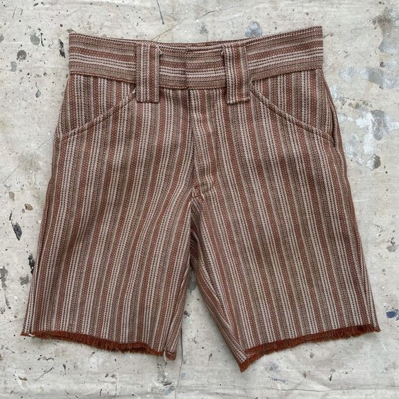 Vintage 70’s Billy the Kid Brown Striped Cut Off Shorts Boys 5 - Picture 1 of 3